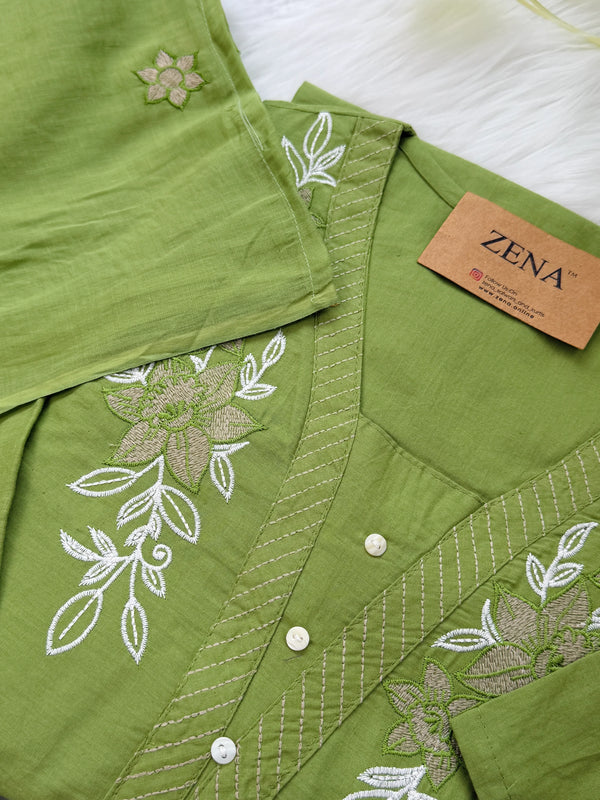 ✨ Pure Cotton Embroidered Kurti Set