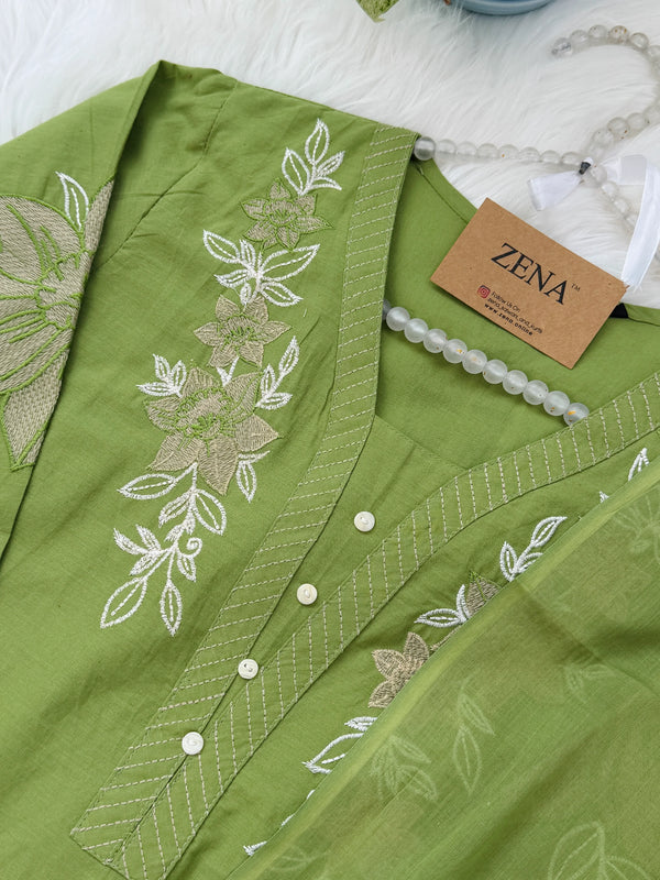 ✨ Pure Cotton Embroidered Kurti Set