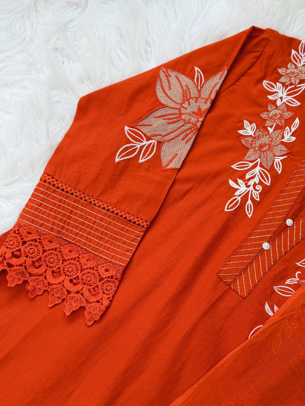 ✨ Pure Cotton Embroidered Kurti Set