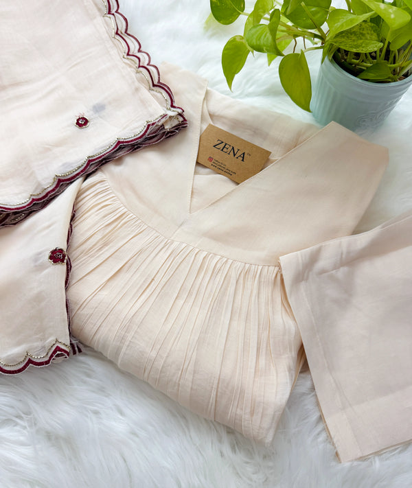 ✨ Mul Chanderi Handwork Anarkali Set