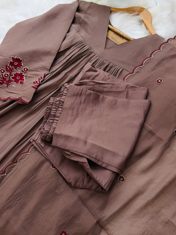 ✨ Mul Chanderi Handwork Anarkali Set