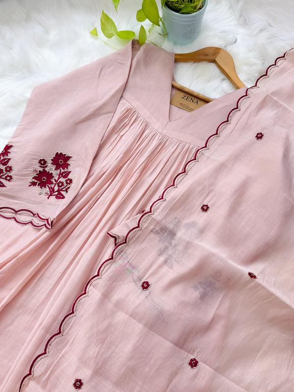 ✨ Mul Chanderi Handwork Anarkali Set