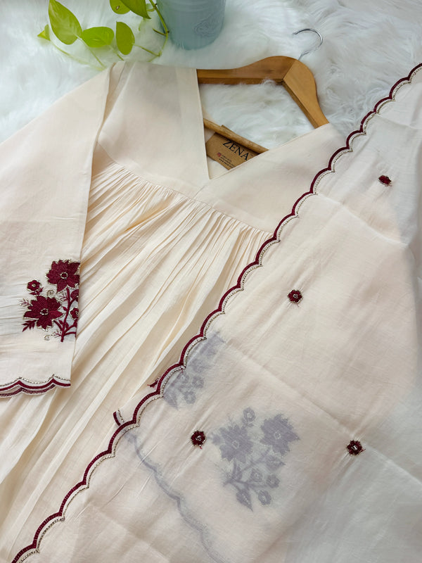 ✨ Mul Chanderi Handwork Anarkali Set