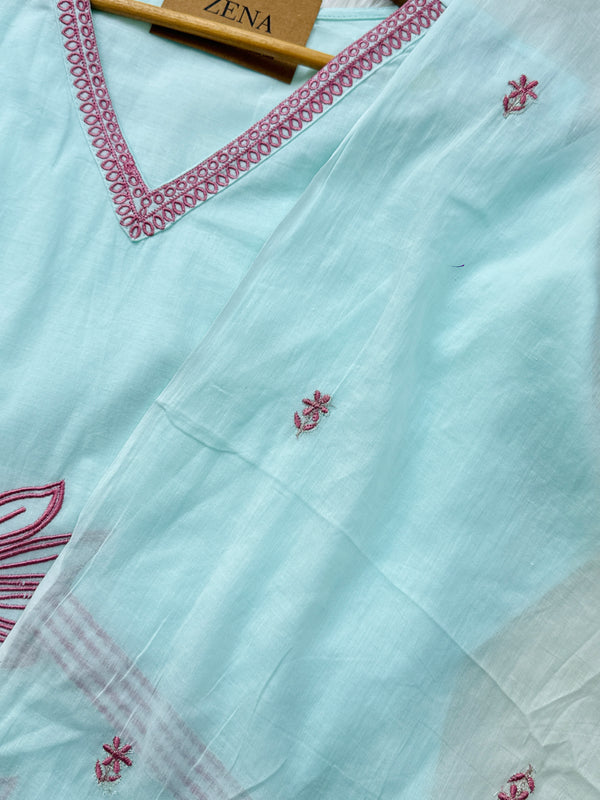 Pure Mul Cotton Embroidered Kurti Set – Elegant Everyday Ethnic Wear