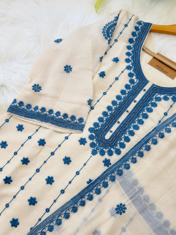✨ Coral Chanderi Embroidery Work Kurti