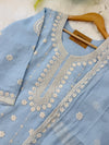 ✨ Coral Chanderi Embroidery Work Kurti
