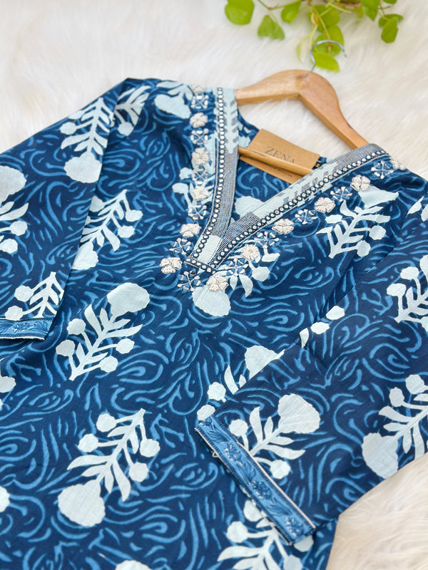 READY TO WEAR PURE COTTON KURTI SET WITH HAND WORK