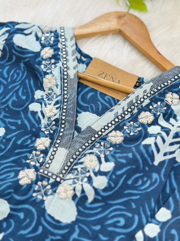 READY TO WEAR PURE COTTON KURTI SET WITH HAND WORK