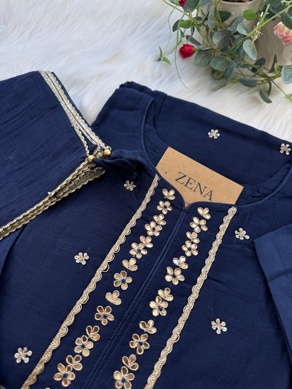 Premium Mul Chanderi Handwork Anarkali Set