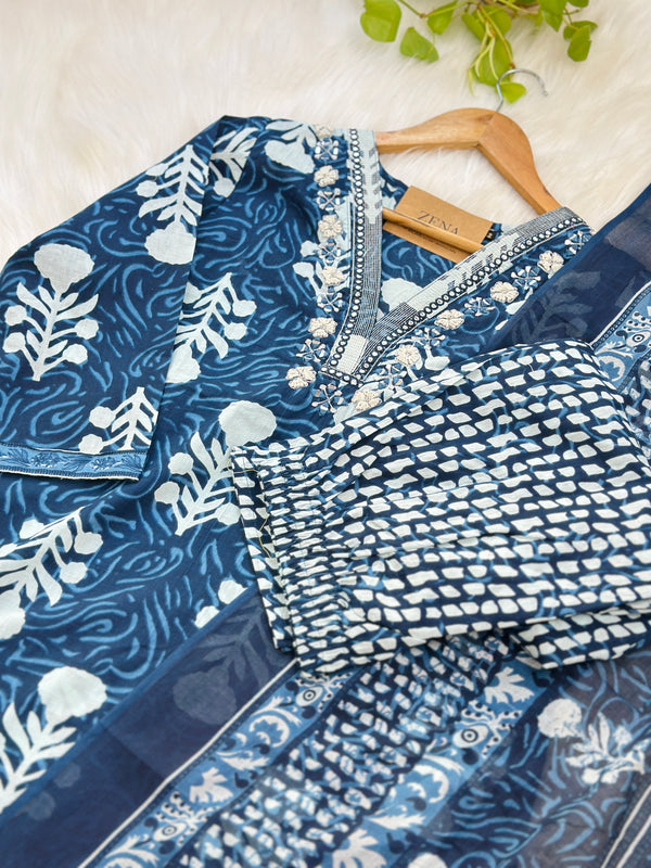 READY TO WEAR PURE COTTON KURTI SET WITH HAND WORK