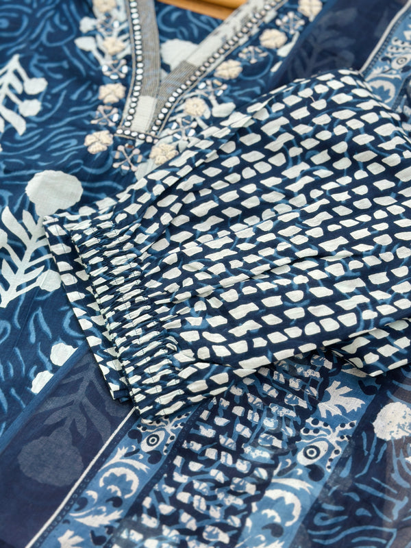 READY TO WEAR PURE COTTON KURTI SET WITH HAND WORK