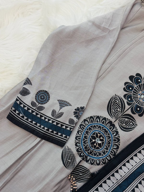 ✨ Mul Chanderi Hand-Detailed Kurti Set