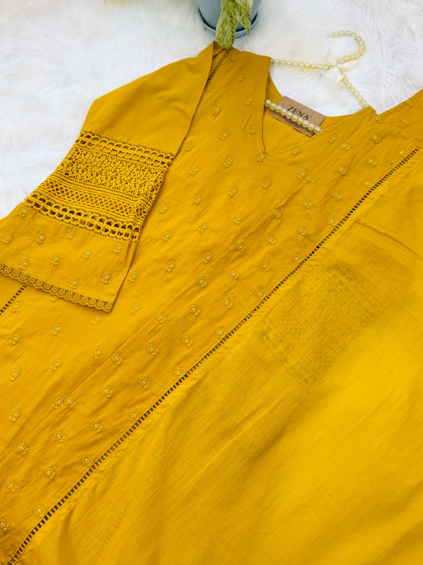 ✨ Premium Cotton Embroidered Kurti Set