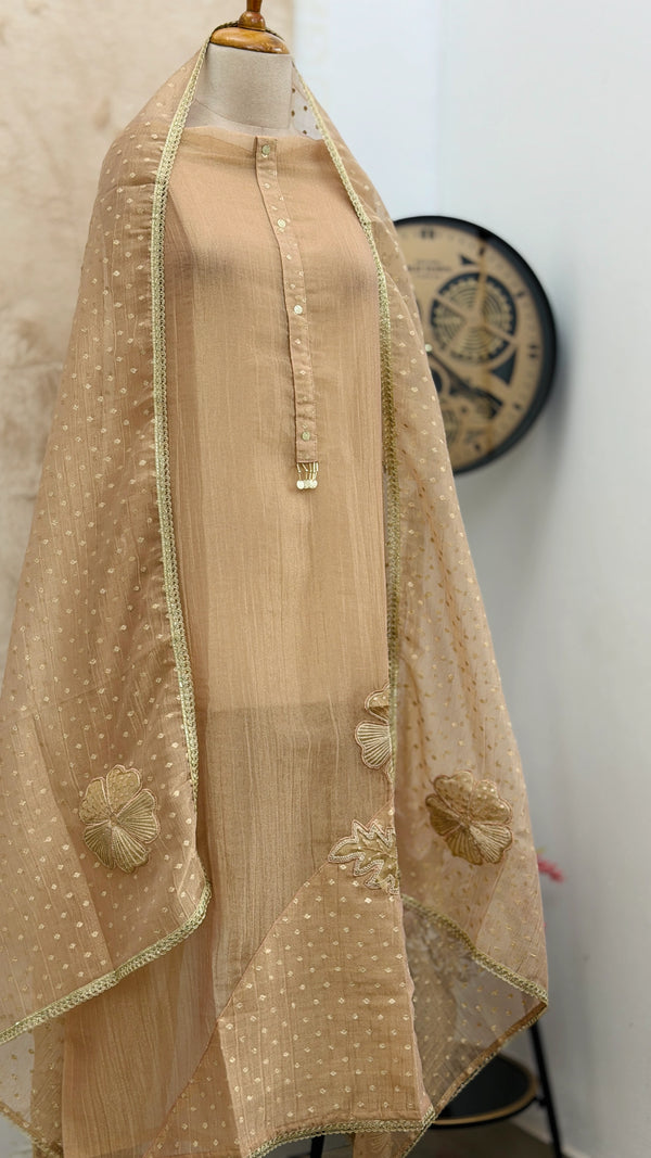 ✨ Crush Tissue Silk Jacquard Work Unstitched Suit ✨