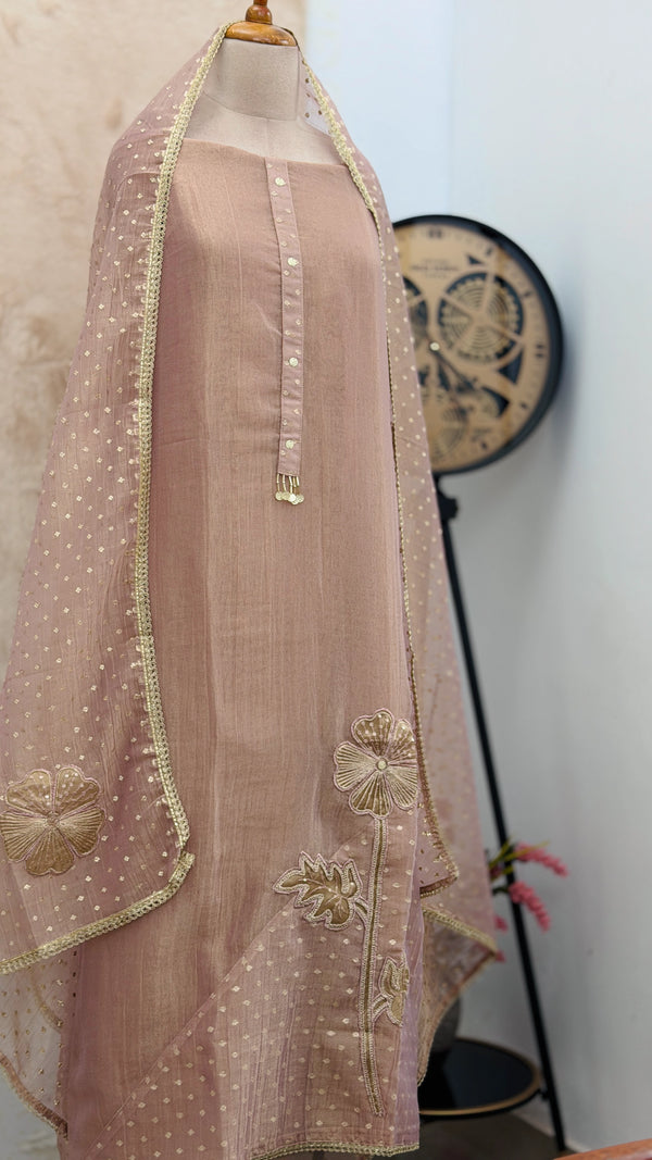 ✨ Crush Tissue Silk Jacquard Work Unstitched Suit ✨