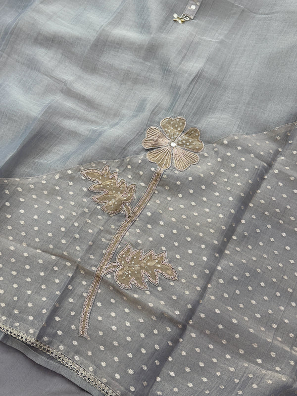 ✨ Crush Tissue Silk Jacquard Work Unstitched Suit ✨