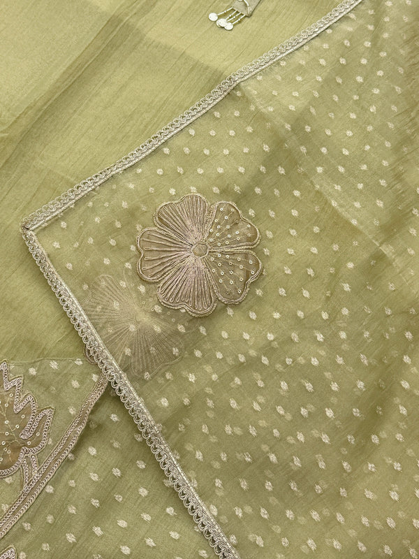 ✨ Crush Tissue Silk Jacquard Work Unstitched Suit ✨