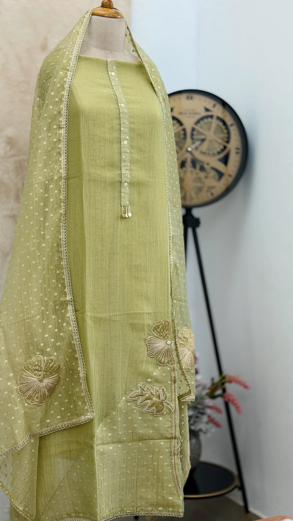 ✨ Crush Tissue Silk Jacquard Work Unstitched Suit ✨