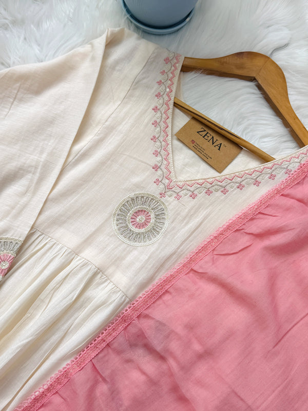 ✨ Mul Cotton Embroidered Anarkali Set ✨