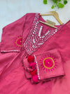 Mul chanderi anarkali mirror work kurti set