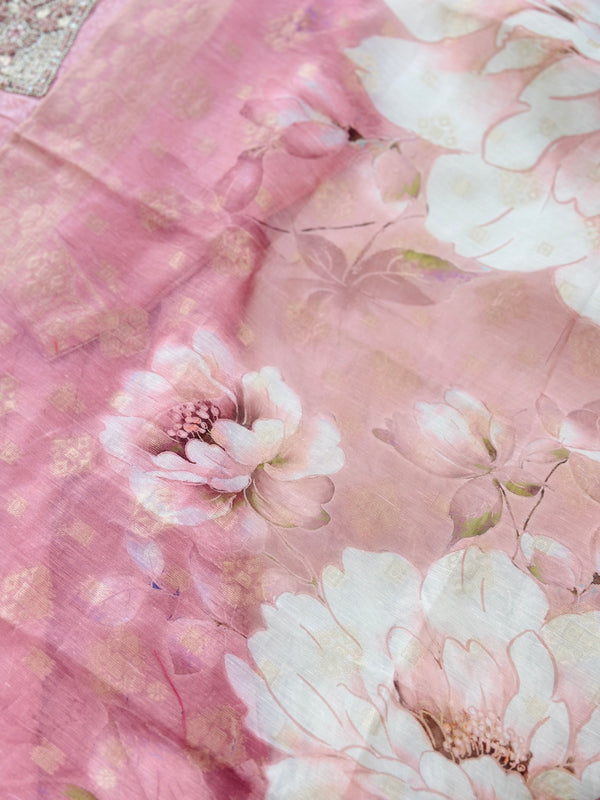 Pure Tissue Silk Kurti Set With Banarasi Dupatta