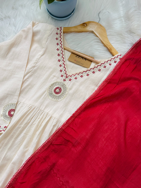 ✨ Mul Cotton Embroidered Anarkali Set ✨