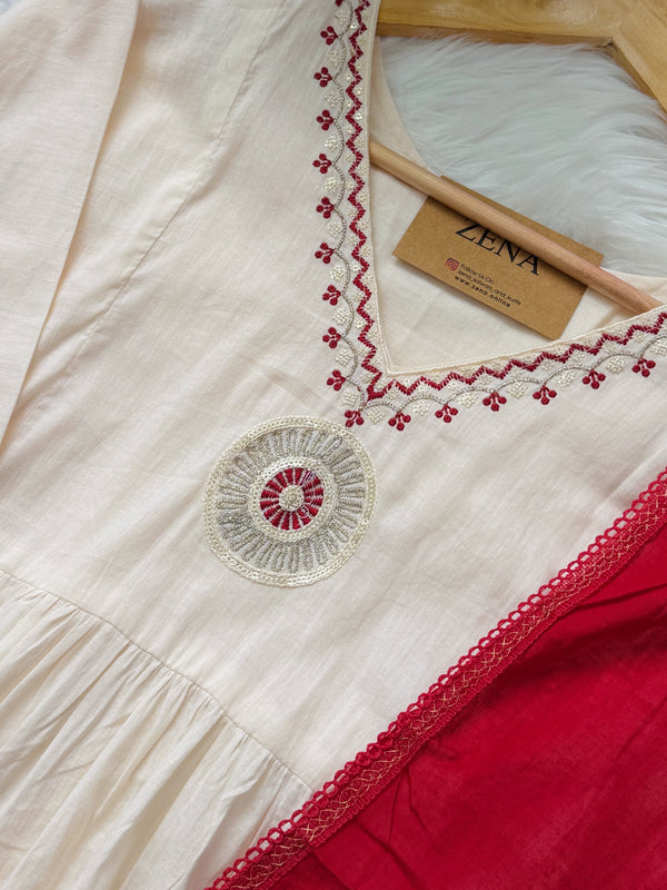 ✨ Mul Cotton Embroidered Anarkali Set ✨