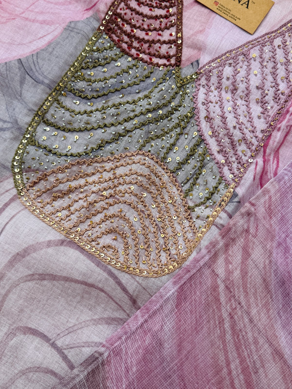 ✨ Linen Hand-Detailed Unstitched Suit ✨