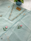 ✨ Kota Doria Hand-Embroidered Unstitched Suit with Kota Doria Dupatta ✨
