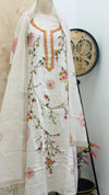 ✨ Linen Silk Hand-Embroidered Unstitched Suit with Kota Doria Dupatta ✨
