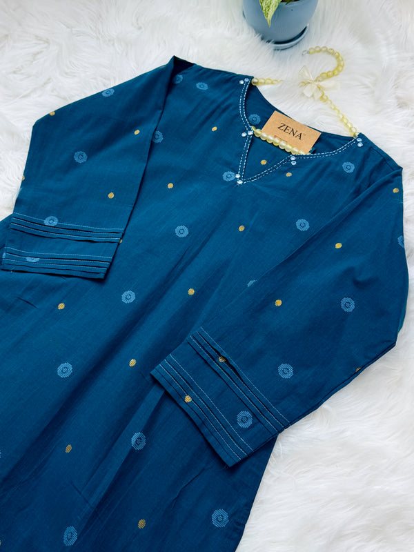 ✨ Pure Cotton Mirror Work Ready-to-Wear Kurti Set ✨
