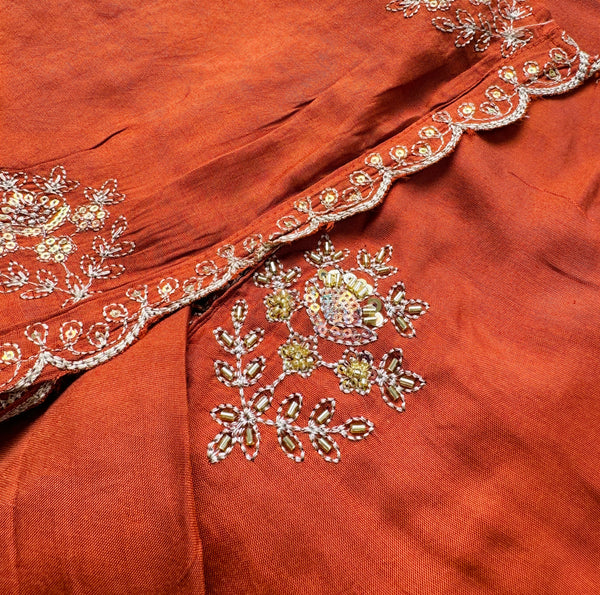 Mul Chanderi Hand Detailed Kurti Set