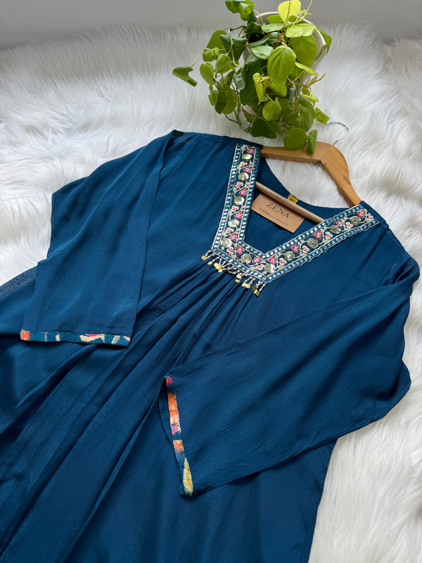 Chinnon Handwork Anarkali Kurti Set