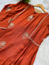 Mul Chanderi Hand Detailed Kurti Set