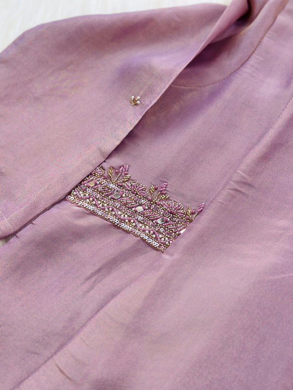 Tissue silk handwork a line Kurti set