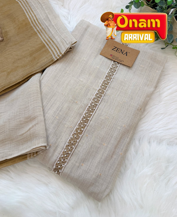 ✨ Linen Hand-Detailed Unstitched Suit ✨
