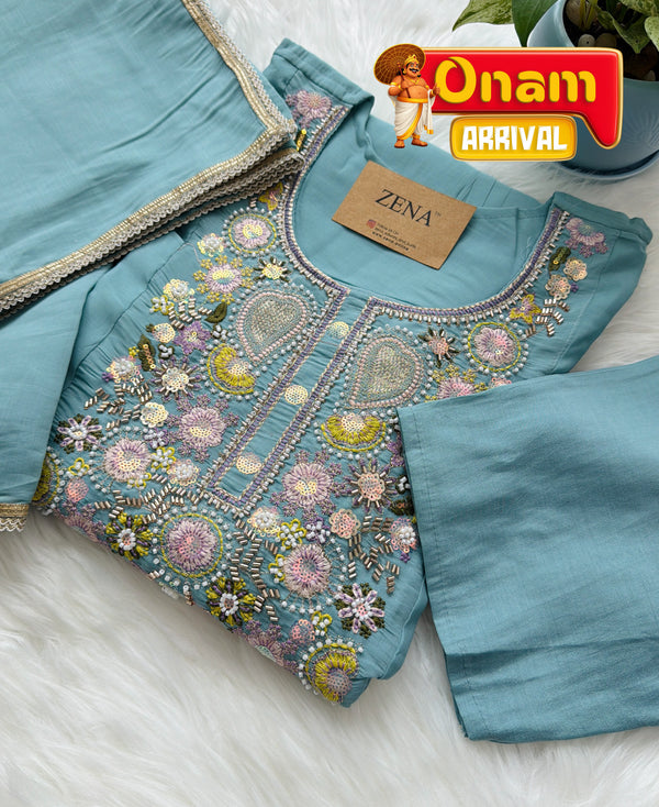 ✨ Glass Chanderi Handwork Anarkali Set ✨