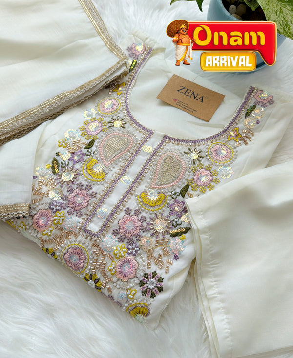 ✨ Glass Chanderi Handwork Anarkali Set ✨