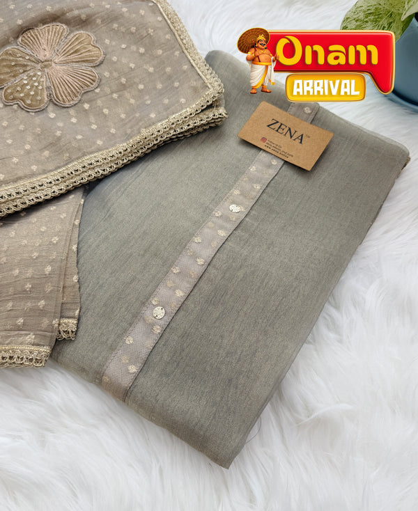 ✨ Crush Tissue Silk Jacquard Work Unstitched Suit ✨