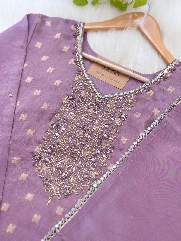 Tissue silk hand work kurti set