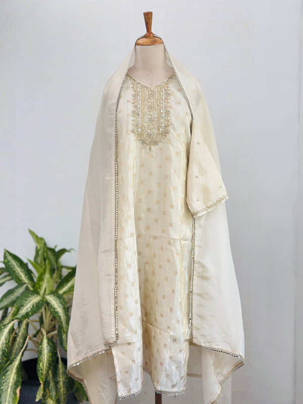 Tissue silk hand work kurti set