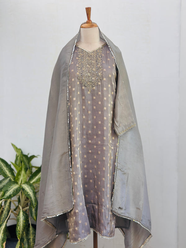 Tissue silk hand work kurti set