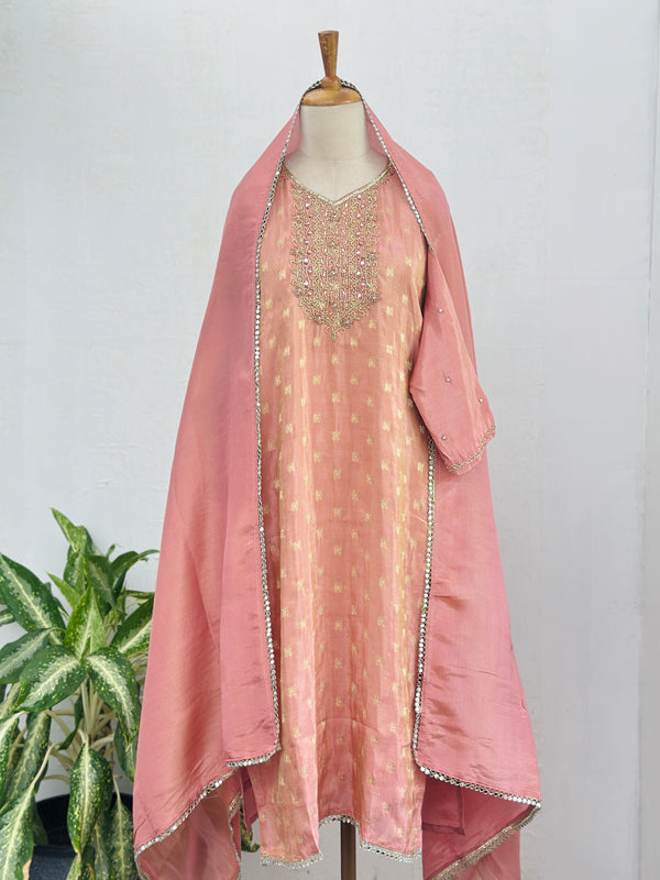 Tissue silk hand work kurti set