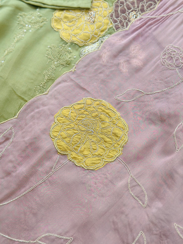 PREMIUM VISCOSE ORGANZA HAND WORK KURTI SET