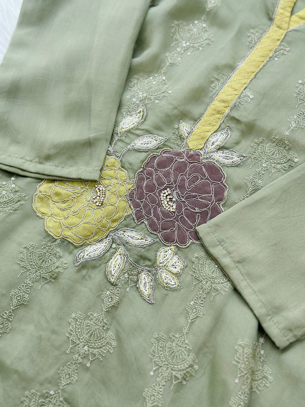 PREMIUM VISCOSE ORGANZA HAND WORK KURTI SET