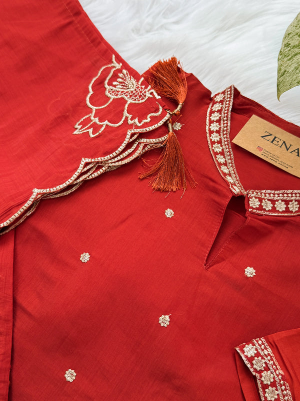 ✨ Roman Silk Embroidered Party Wear Kurti Set ✨