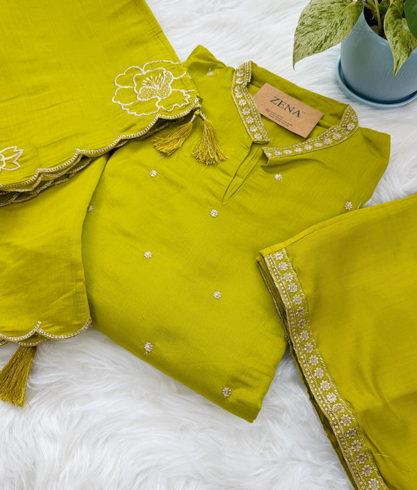✨ Roman Silk Embroidered Party Wear Kurti Set ✨