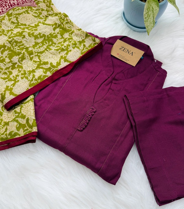 ✨ Pure Cotton A-Line Kurti Set ✨