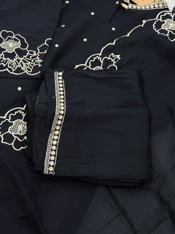 ✨ Roman Silk Embroidered Party Wear Kurti Set ✨