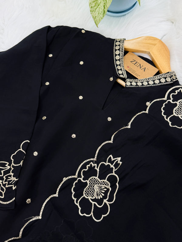 ✨ Roman Silk Embroidered Party Wear Kurti Set ✨